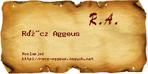 Rácz Aggeus névjegykártya